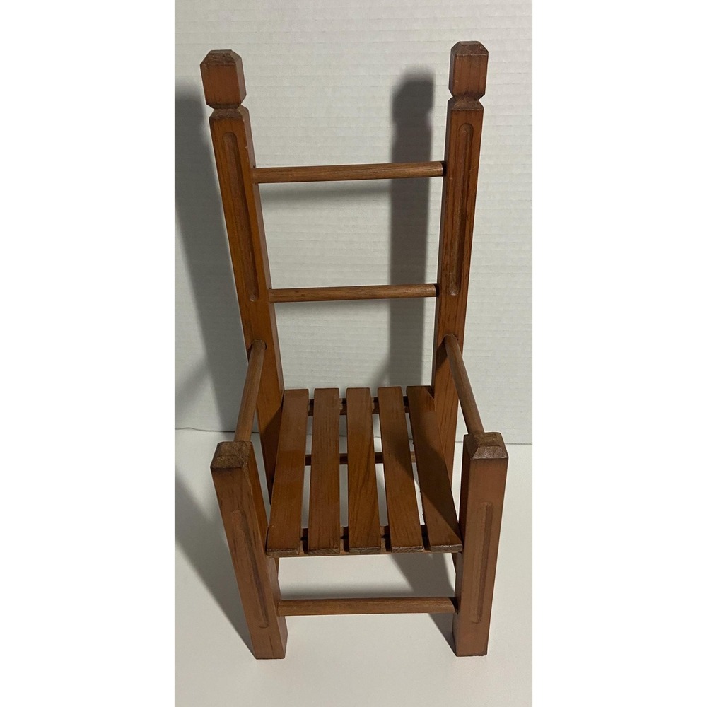 Vintage Ladder-Back Slatted Seat Carved Doll Chair